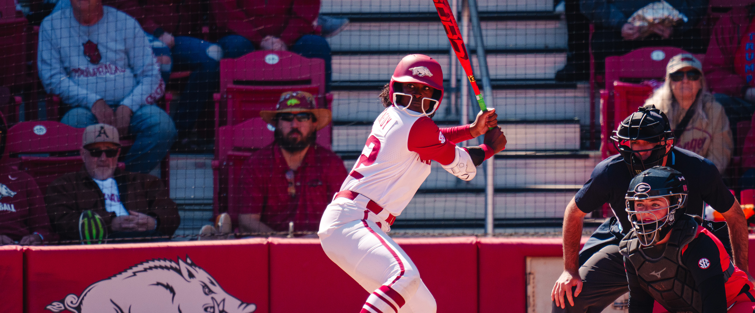 Arkansas outfielder Dakota Kennedy prepares to bat at Bogle Park