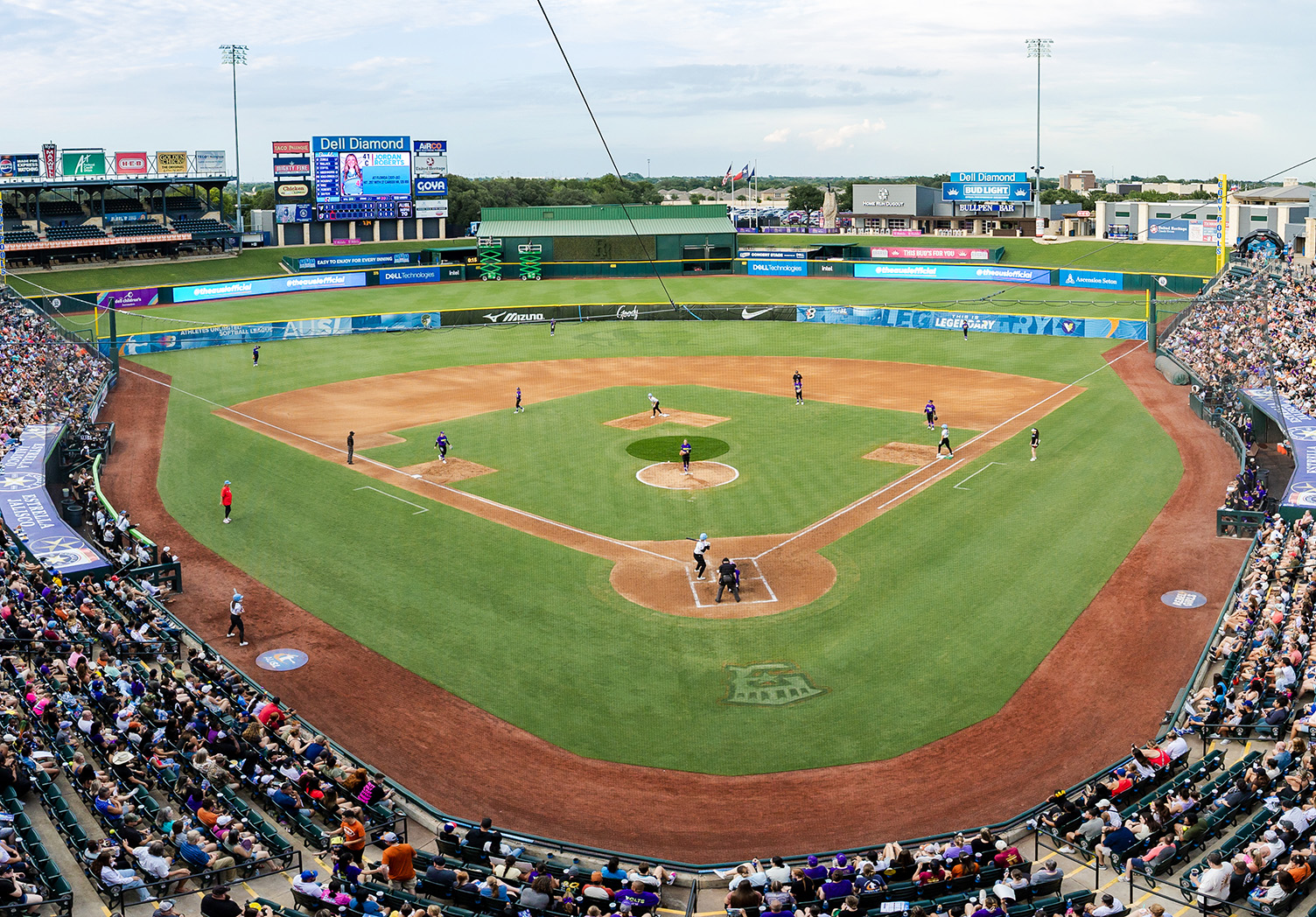 Aerial view of Dell Diamond during an AUSL Texas Volts game in Round Rock, Texas