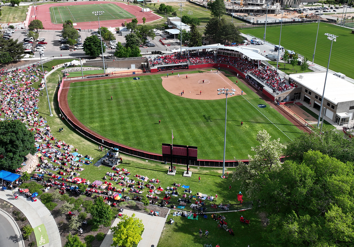 Aerial view of Dumke Family Softball Stadium at the University of Utah