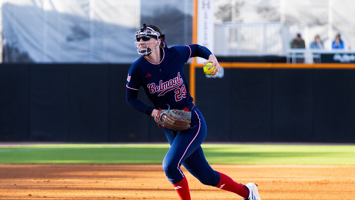Belmont pitcher Maya Johnson, No. 23, steps off the circle