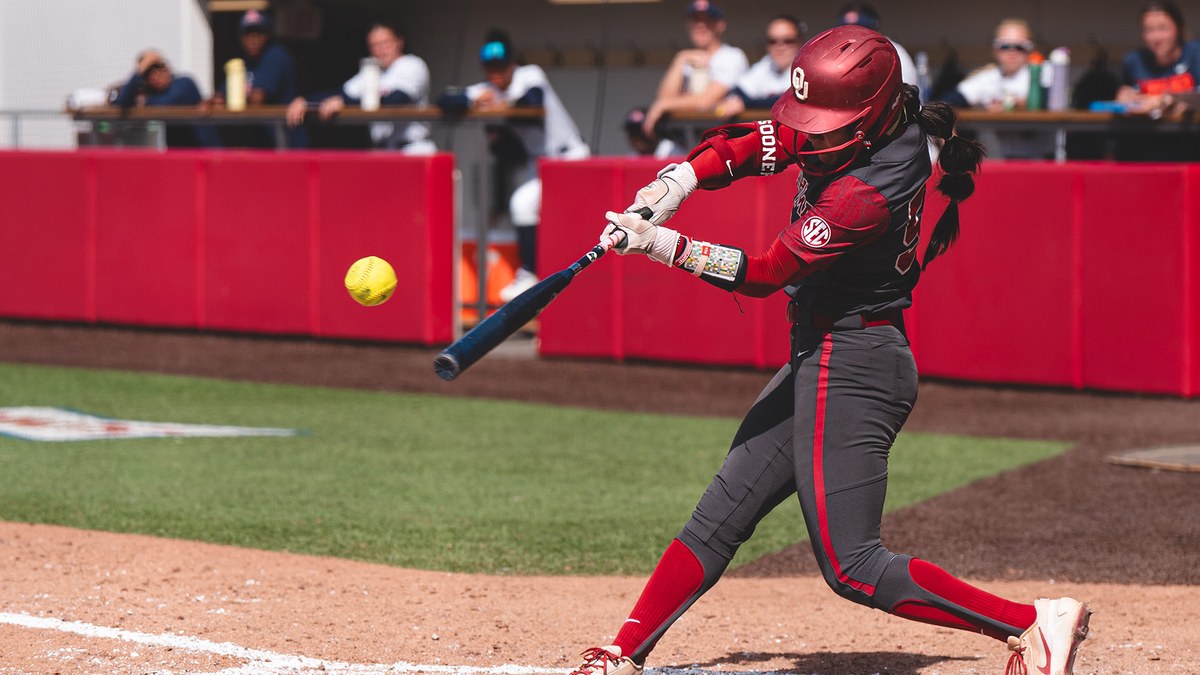 Oklahoma's Ailana Agbayani swings at a pitch