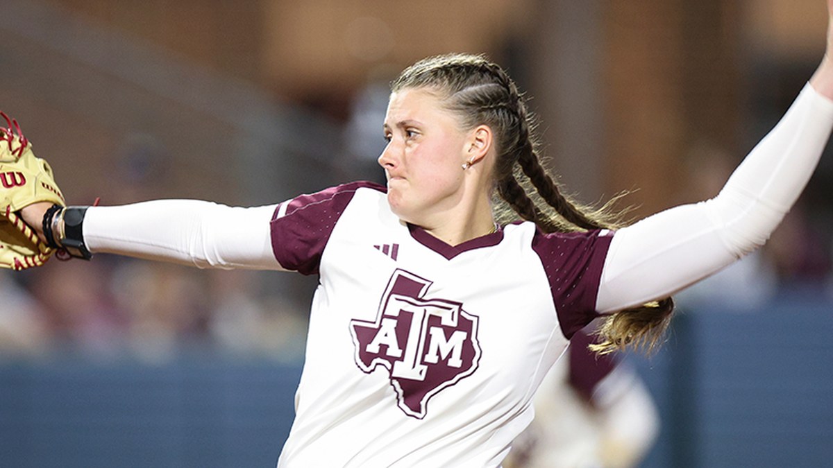 Texas A&M pitcher Emiley Kennedy delivers a pitch
